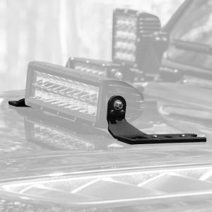 Jeep Wrangler Light Mounts - Center Hood - Go Rhino - 10in Double Row - Textured Black - `18-`20